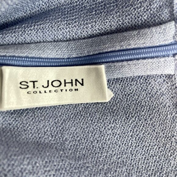 St. John Collection Sweater Dress Size 8 Light Blue White Sleeveless Wool Blend - Picture 8 of 10
